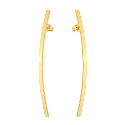 Sterling Silver Long Bar Dangle Earrings, Rose Gold Plated - 4