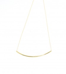 Sterling Silver Long Tube Necklace, Gold Plated - 6