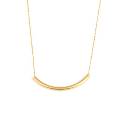 Sterling Silver Long Tube Necklace, Gold Plated - 2