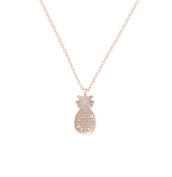 Sterling Silver Pineapple Dainty Necklace, White Gold Plated - 11