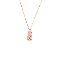 Sterling Silver Pineapple Dainty Necklace, White Gold Plated - 4