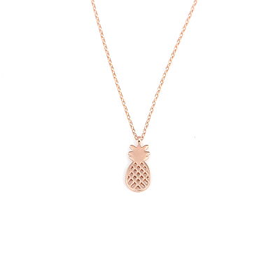 Sterling Silver Pineapple Dainty Necklace, White Gold Plated - 4