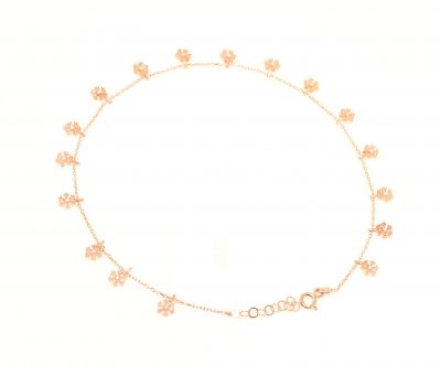 Sterling Silver Snowflakes Anklet, Rose Gold Vermeil - 3