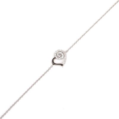 Sterling Silver Spiral Heart Bracelet with CZ - 7
