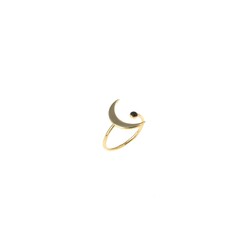 Sterling Silver Stylish Crescent Ring, White Gold Plated - 6