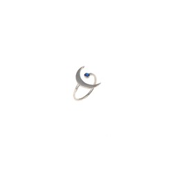 Sterling Silver Stylish Crescent Ring, White Gold Plated - 5
