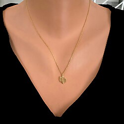 Sterling Silver Tiny Cactus Dainty Necklace, White Gold Plated - 3