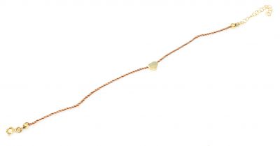 Sterling Silver Tiny Heart Cord Bracelet, Gold Plated - 4