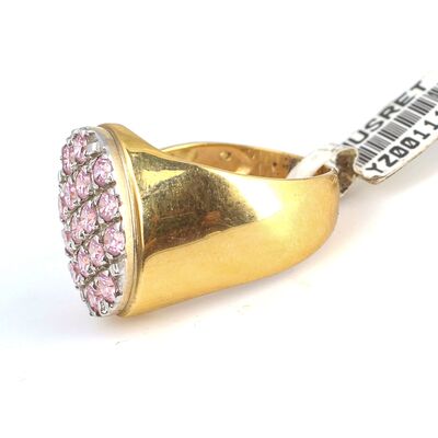 14 Ayar Altın Pembe Taşlı Yüzük - 6