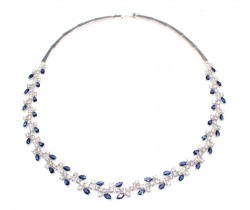 Tennis Fancy Necklace White - White Blue Stone - 5