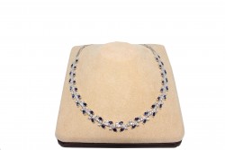 Tennis Fancy Necklace White - White Blue Stone - 6