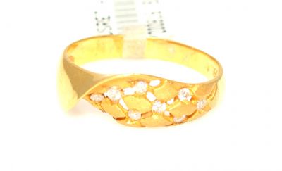 22 K Gold Timsah Leather Patterned Ring