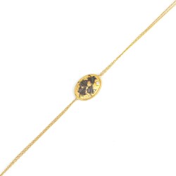 Vine Leaves on a Plate Sterling Silver Bracelet, Gold Vermeil - 3